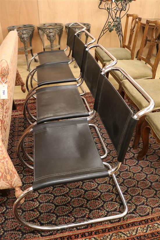 A set of four leather and chrome Van der Rohde chairs
